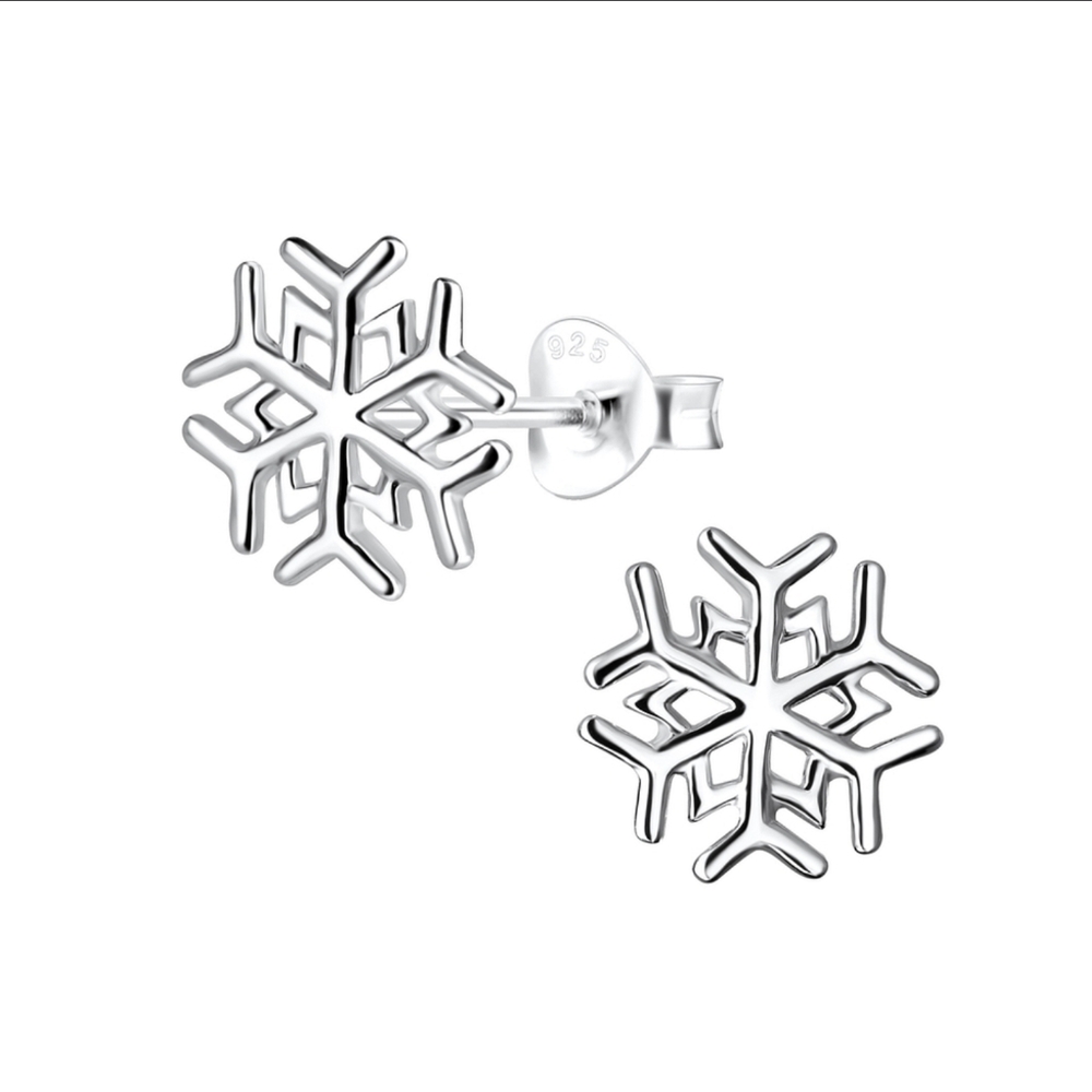 Silver Snowflake Stud Earrings